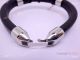 Rolex Bangle Silver Black Leather Style Bracelet (2)_th.jpg